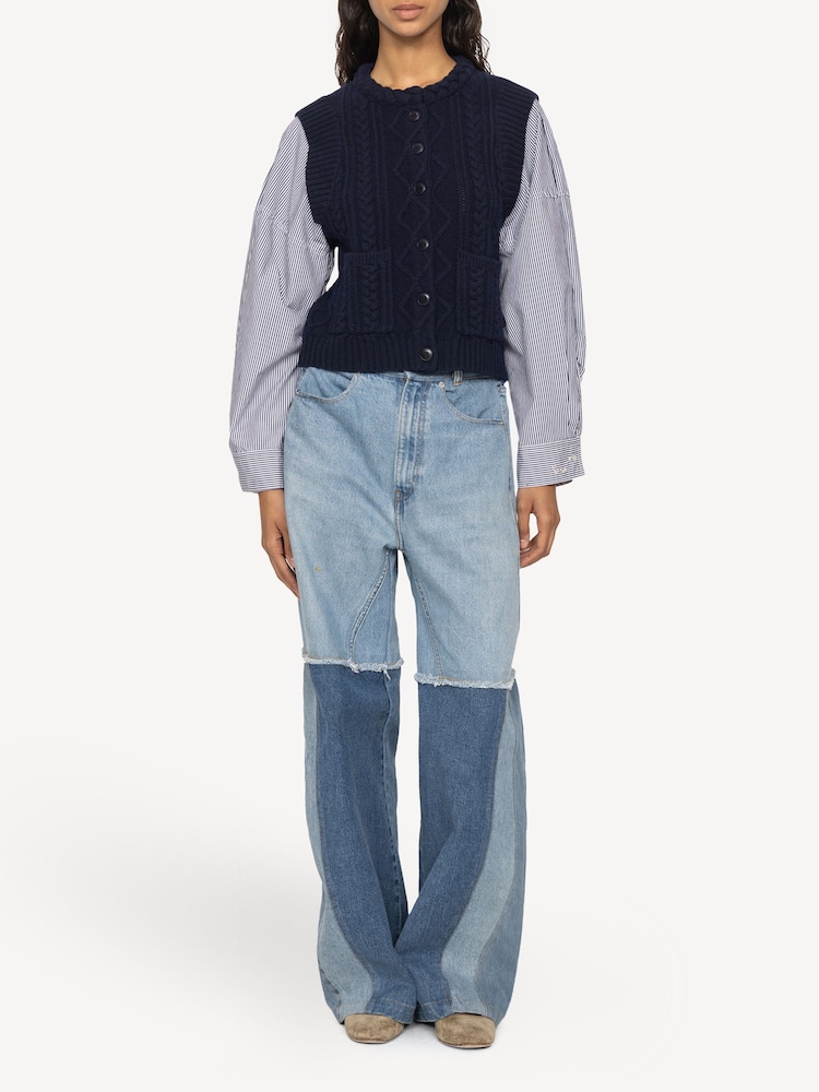Sea New York Blue Caleb Cable Knit Combo Sweater - Image 1 of 9