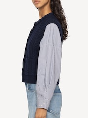 Sea New York Blue Caleb Cable Knit Combo Sweater - Image 4 of 9