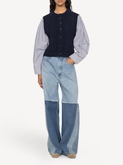 Sea New York Blue Caleb Cable Knit Combo Sweater - Image 8 of 9