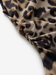 Animal Print Sleeveless Ruched Mesh Top - Image 7 of 8