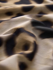 Animal Print Sleeveless Ruched Mesh Top - Image 8 of 8
