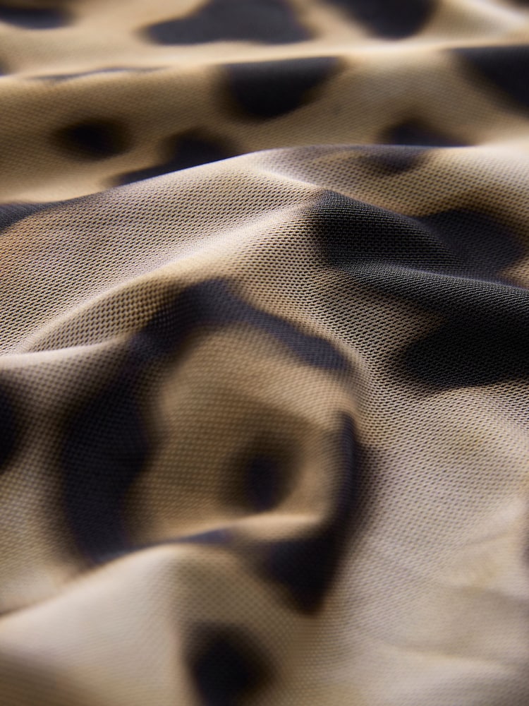 Animal Print Sleeveless Ruched Mesh Top - Image 8 of 8