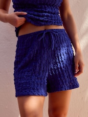 Bleu cobalt - Short texturé à cordon - Image 2 of 6