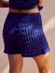 Bleu cobalt - Short texturé à cordon - Image 3 of 6