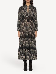 Sea New York Black Elizabeth Print Tiered Midi Dress - Image 1 of 8