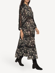 Sea New York Black Elizabeth Print Tiered Midi Dress - Image 3 of 8