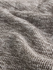 Grey Marl Regular Fit Short Sleeve Knit Button Through Polo Shirt with Linen - Image 9 of 9