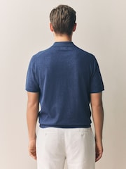 Navy Blue Regular Fit SUPIMA® Cotton/Cashmere Blend Signature Short Sleeve Knit Polo Shirt - Image 2 of 7