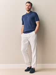 Navy Blue Regular Fit SUPIMA® Cotton/Cashmere Blend Signature Short Sleeve Knit Polo Shirt - Image 4 of 7