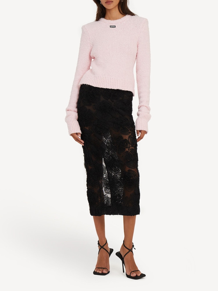 Rotate Black Flower Mesh Pencil Skirt - Image 2 of 3