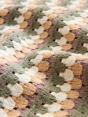 Neutral/Sage Green - Relaxed Fit Cotton Rich Short Sleeve Crochet Knit Button Through Polo Shirt - صورة 8 من 8