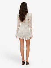 Rotate White Polka Dot Printed Long Sleeve Dress - Image 2 of 6