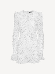 Rotate White Polka Dot Printed Long Sleeve Dress - Image 4 of 6