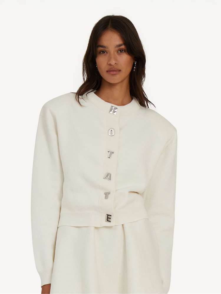 Rotate White Firm Knit Cardigan - Image 1 of 6