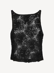 Rotate Black Flower Mesh Boatneck Top - Image 3 of 5
