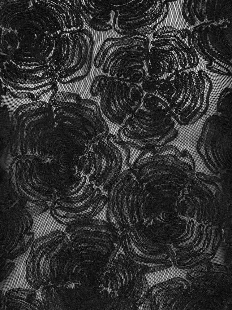 Rotate Black Flower Mesh Boatneck Top - Image 5 of 5 Rotate Black Flower Mesh Boatneck Top - Image 5 of 5