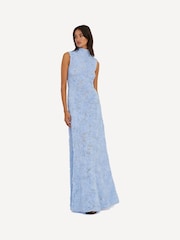 Rotate Blue Flower Mesh Maxi Dress - Image 2 of 4
