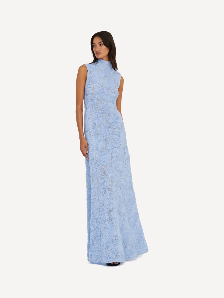 Rotate Blue Flower Mesh Maxi Dress - Image 2 of 4