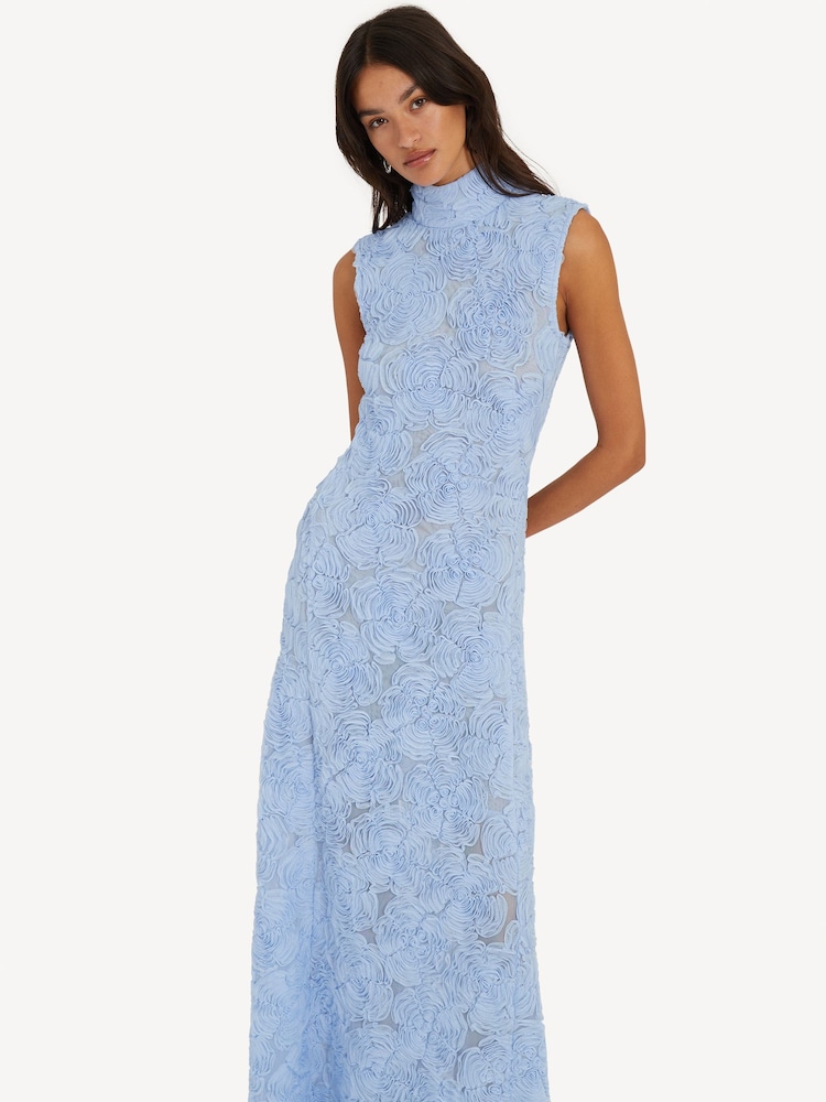 Rotate Blue Flower Mesh Maxi Dress - Image 4 of 4