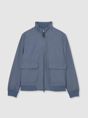 Reiss Airforce Blue Rufus Zip-Through Funnel-Neck Jacket - Image 2 of 8