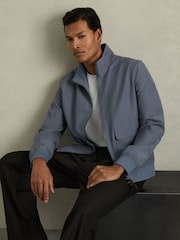 Reiss Airforce Blue Rufus Zip-Through Funnel-Neck Jacket - Image 3 of 8