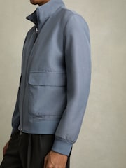 Reiss Airforce Blue Rufus Zip-Through Funnel-Neck Jacket - Image 5 of 8