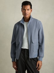 Reiss Airforce Blue Rufus Zip-Through Funnel-Neck Jacket - Image 7 of 8