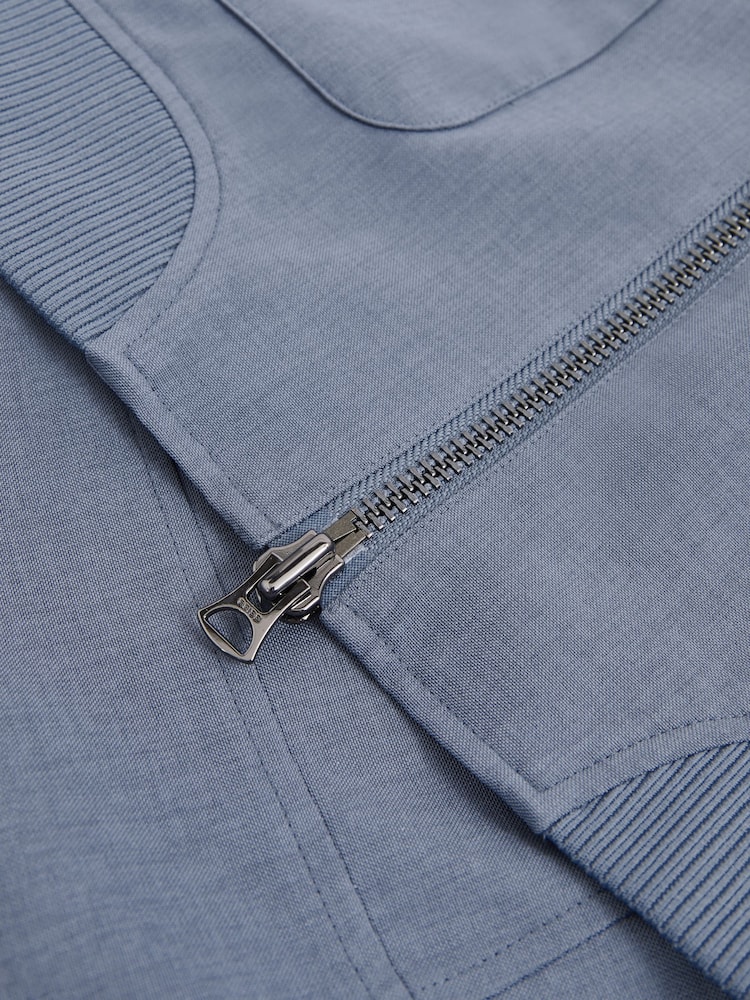 Reiss Airforce Blue Rufus Zip-Through Funnel-Neck Jacket - Image 8 of 8