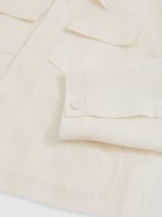 Reiss Ivory Joss 9-13 yrs Button-Through Cropped Shirt Jacket - Image 4 of 4