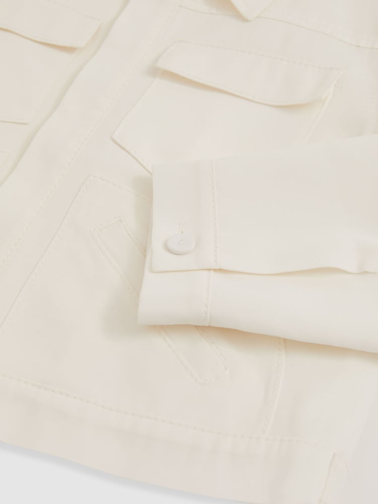 Reiss Ivory Joss 9-13 yrs Button-Through Cropped Shirt Jacket - Image 4 of 4