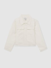 Reiss Ivory Joss 4-9 yrs Button-Through Cropped Shirt Jacket - Image 2 of 4