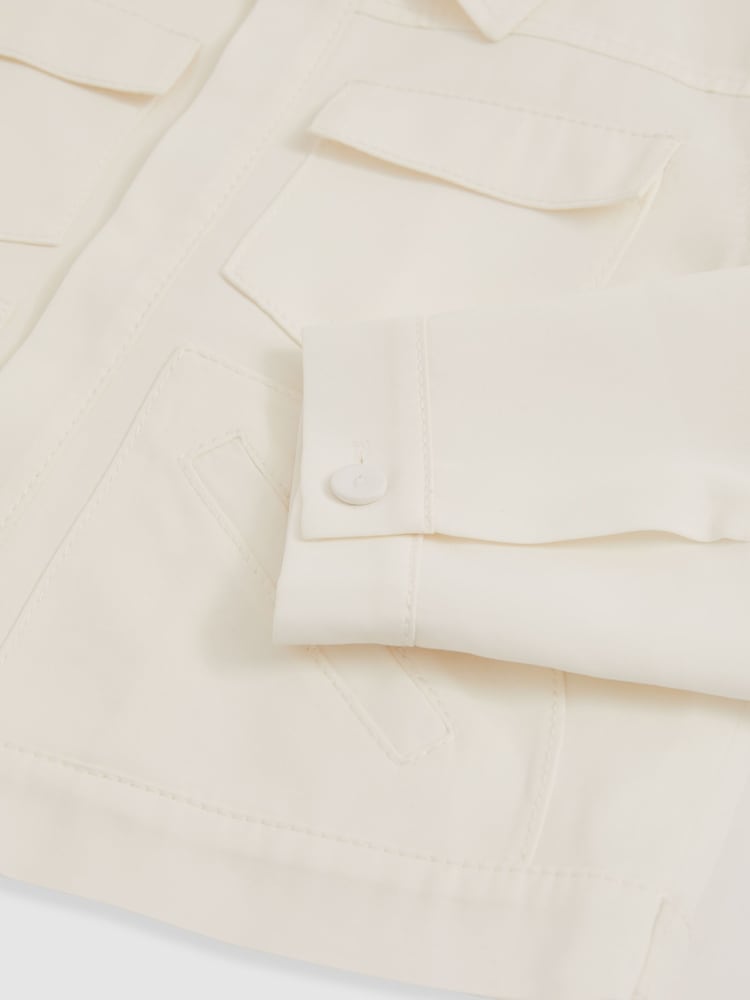 Reiss Ivory Joss 4-9 yrs Button-Through Cropped Shirt Jacket - Image 4 of 4