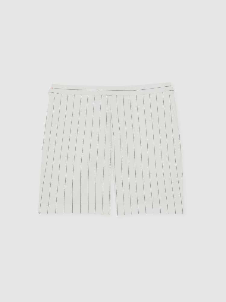 Reiss White/Navy Regatta Cotton-Blend Pinstripe Shorts - Image 2 of 6