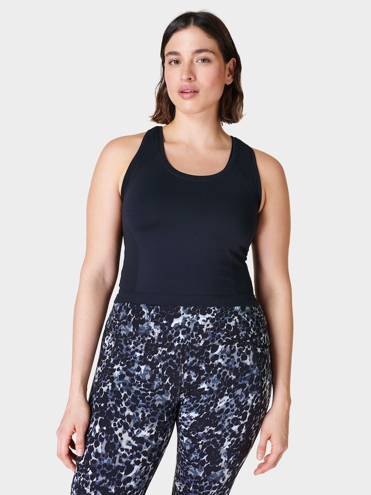 Черный - Sweaty Betty Athlete Crop Seamless Workout Vest - Image 1 of 8