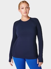 Sweaty Betty Blue Grey Athlete Seamless Workout Long Sleeve Top - Image 1 of 7