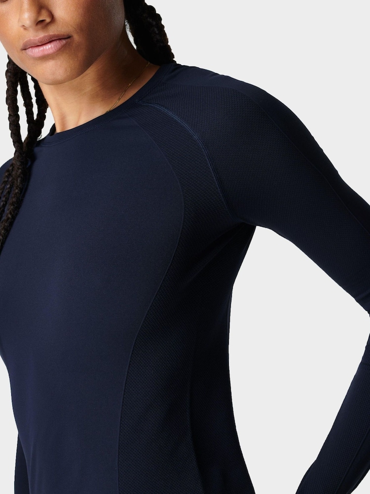Sweaty Betty Blue Grey Athlete Seamless Workout Long Sleeve Top - Image 7 of 7