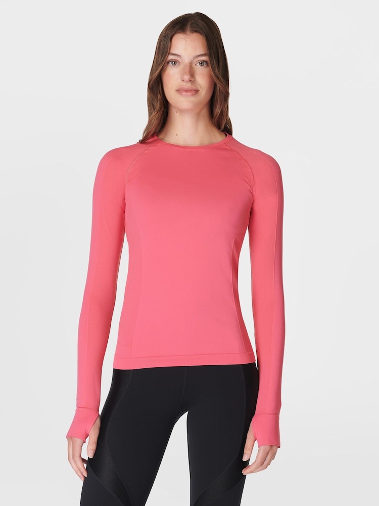 Sweaty Betty Pink Athlete Seamless Workout Long Sleeve Top - Image 2 of 7