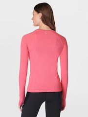 Sweaty Betty Pink Athlete Seamless Workout Long Sleeve Top - Image 3 of 7