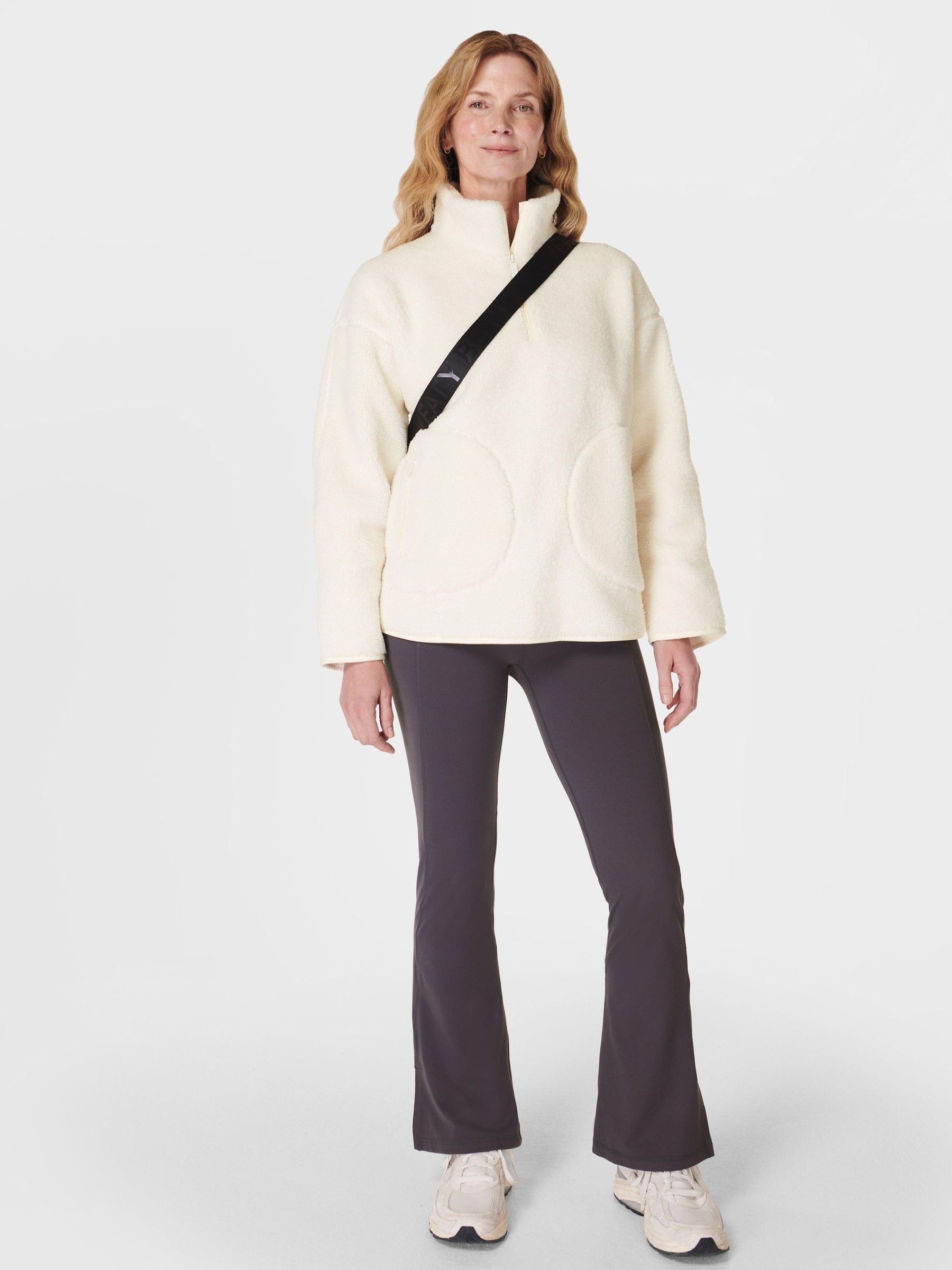 Buy Sweaty Betty White Plush Textured Half Zip Fleece from Next