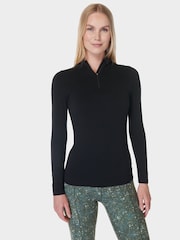 Sweaty Betty Black Mindful Flex Half Zip Long Sleeve Top - Image 1 of 6
