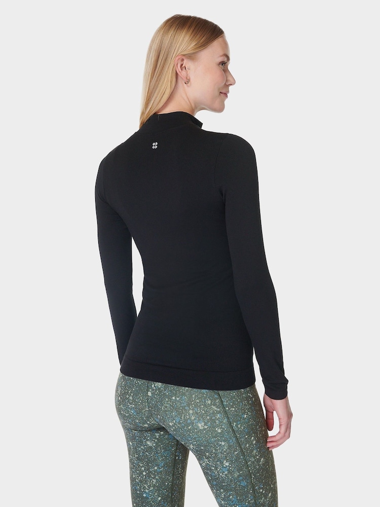 Sweaty Betty Black Mindful Flex Half Zip Long Sleeve Top - Image 2 of 6