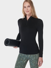 Sweaty Betty Black Mindful Flex Half Zip Long Sleeve Top - Image 4 of 6
