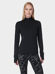 Sweaty Betty Black Green Therma Boost Running Half Zip Sweatshirt - Image 1 of 8