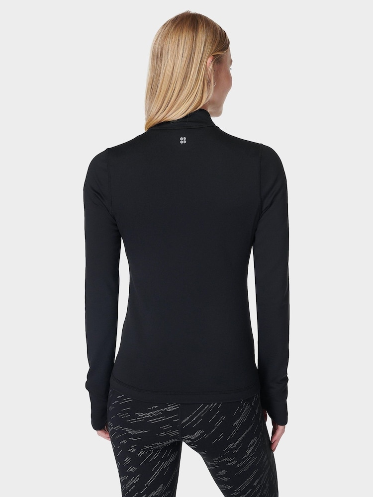 Sweaty Betty Black Green Therma Boost Running Half Zip Sweatshirt - Image 2 of 8