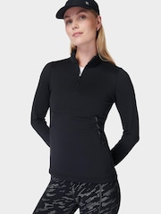 Sweaty Betty Black Green Therma Boost Running Half Zip Sweatshirt - Image 4 of 8