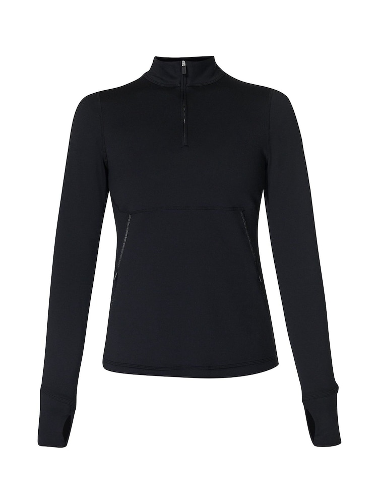 Sweaty Betty Black Green Therma Boost Running Half Zip Sweatshirt - Image 8 of 8