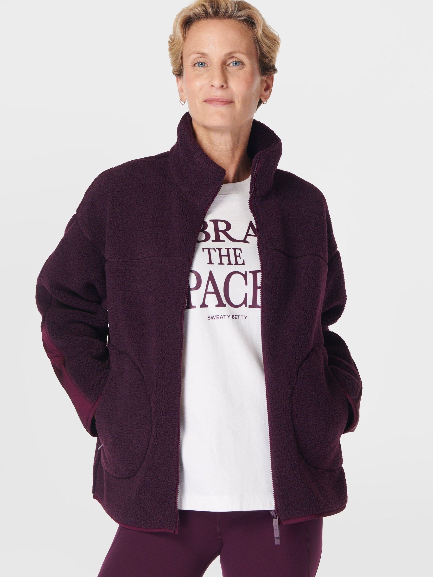 Purple zip up sweater store