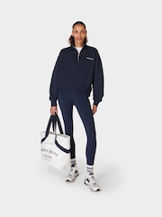Sweaty Betty Blue Revive Crop Half Zip Sweat Top - Image 4 of 7