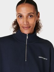Sweaty Betty Blue Revive Crop Half Zip Sweat Top - Image 5 of 7