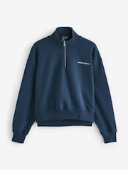 Sweaty Betty Blue Revive Crop Half Zip Sweat Top - Image 7 of 7